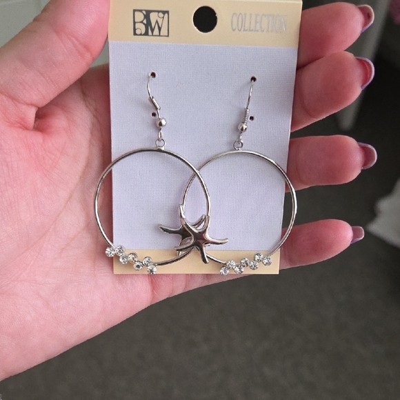 Jewelry - Silver Starfish Hoop Earrings